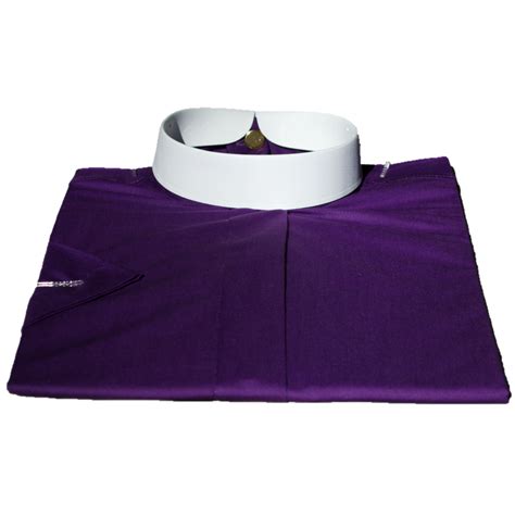 Men's Short-Sleeve Banded Clergy Shirt - Purple | Men's Full Collar ...