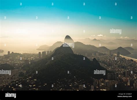 Rio De Janeiro City South Zone Aerial View With Hills In The Morning