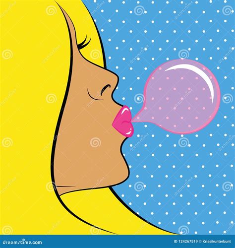 Woman Portrait Bubble Gum Pop Art Stock Vector Illustration Of Face