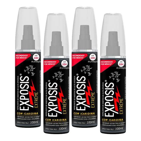 Kit 4 Repelente Exposis Extreme Spray Sem Perfume 100ml Submarino