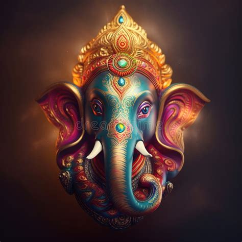 Lord Ganesha AI Generated Illustration Stock Illustration