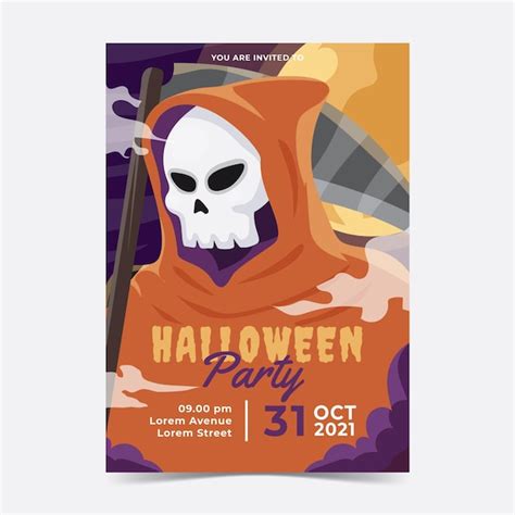 Flache vertikale flyer vorlage für halloween partys Kostenlose Vektor