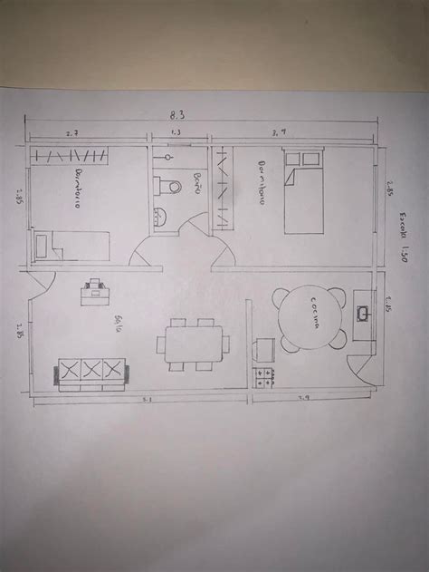 Representaci N De Planta Con Muebles Math Diagram Sheet Music