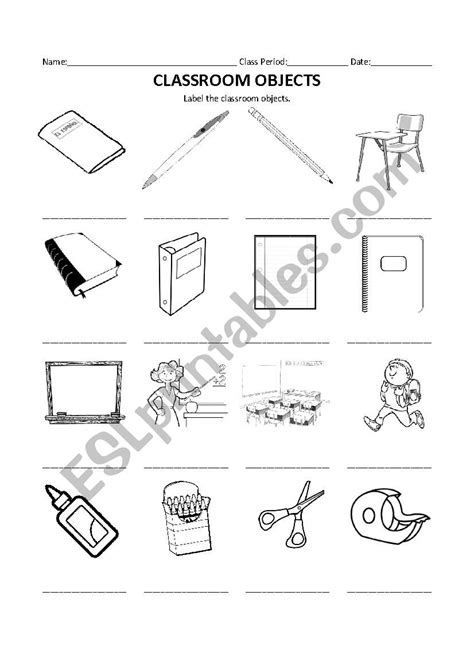 Classroom Objects Esl Worksheet By Beth Sims