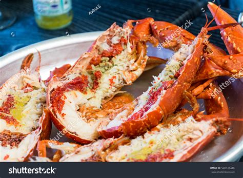 Boiled Maine Lobster Lobster Lobster On Plate Stock Photo 548531446