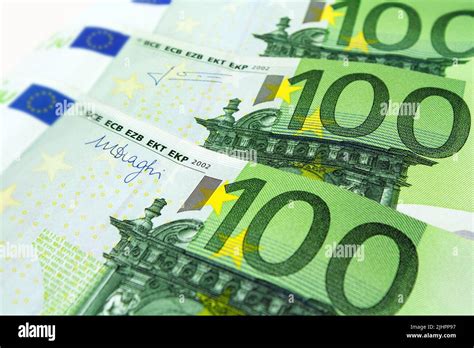 300 Euro Banknotes Against White Background Close Up Stock Photo Alamy