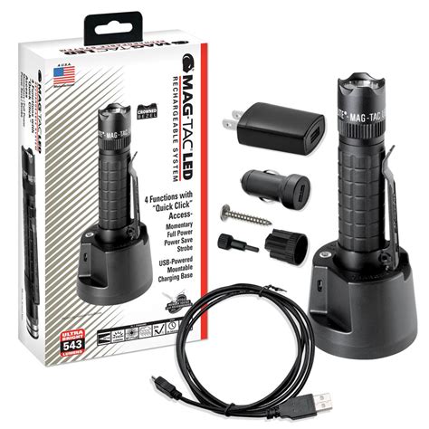 Maglite Mag Tac LED Rechargeable Flashlight System Crowned Bezel