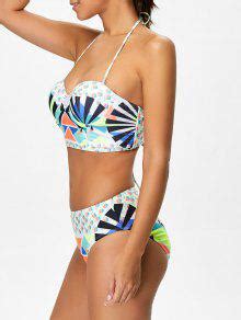 Geometric Lace Up Bikini Set COLORMIX Bikinis L ZAFUL