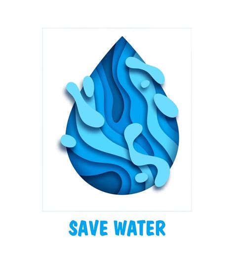 Blue Water Drop Paper Cut Banner Save Water Poster 42055774 Vector Art At Vecteezy