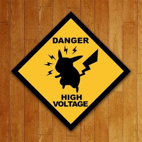 Placa Decorativa Cuidado Alta Voltagem Danger High Voltage Pikachu