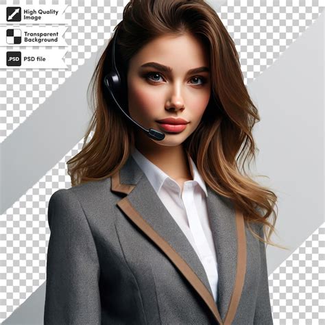 Premium Psd Psd Woman Call Center Operator With Headset On