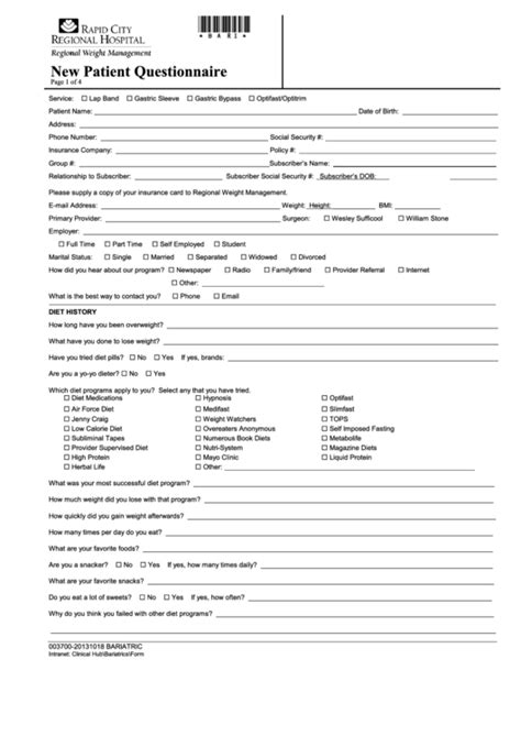 Patient Questionnaire Template