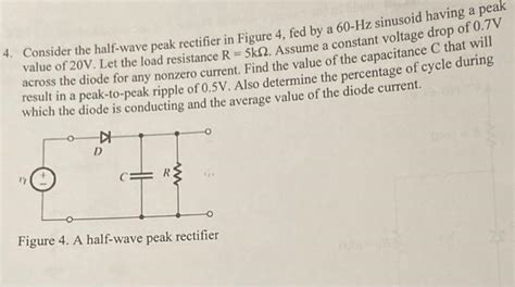 Solved Consider The Half Wave Peak Rectifier In Figure Chegg