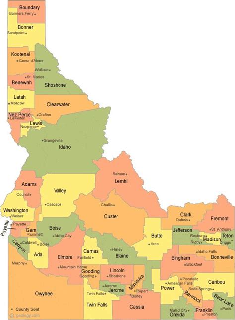 Idaho Map With Cities And Counties idaho county map 552 X 750 Pixels