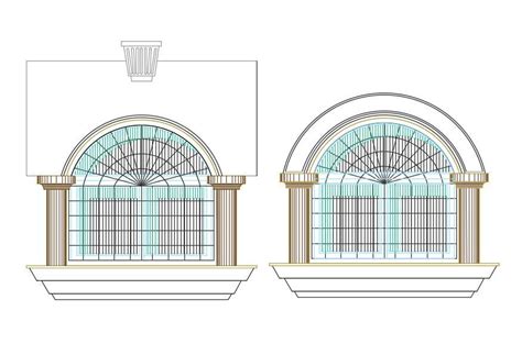 Arch Window Elevation Design Free Download Autocad File Cadbull