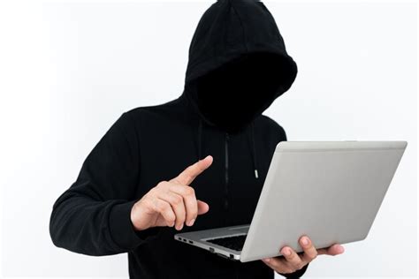 Premium Photo Man Standing With Laptop Presenting Cyber Security