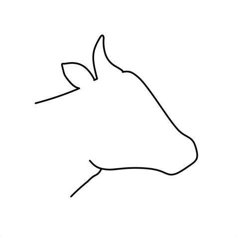 Cow Head Outline Cartoon Emblem Of Farm Animal 17686921 Vector Art At