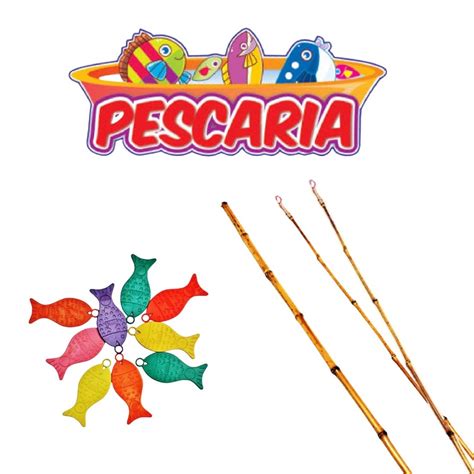 Kit Jogo Pescaria Varas Peixinhos Painel Pesca Arria Caipira