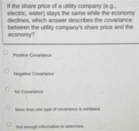 If The Share Price Of A Utility Company E G Electric Water Stays