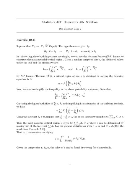 Copy Of Likelihood Ratio Test Unknown Statistics Homework