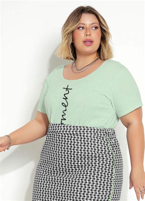 Blusa Verde Neon Clara Estampa Plus Size Marguerite