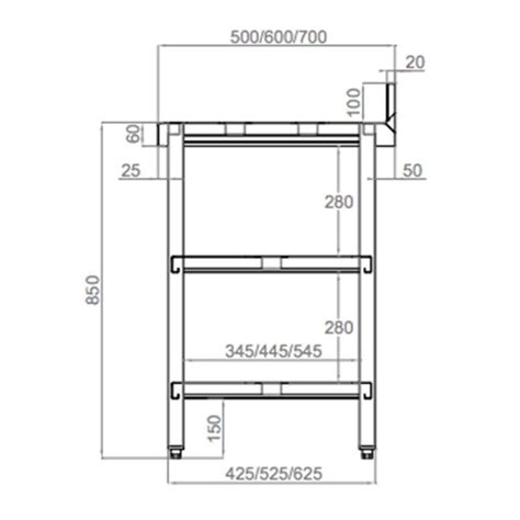 Mesa De Acero Inox Fondo Doble Estante Y Peto Varias Medidas