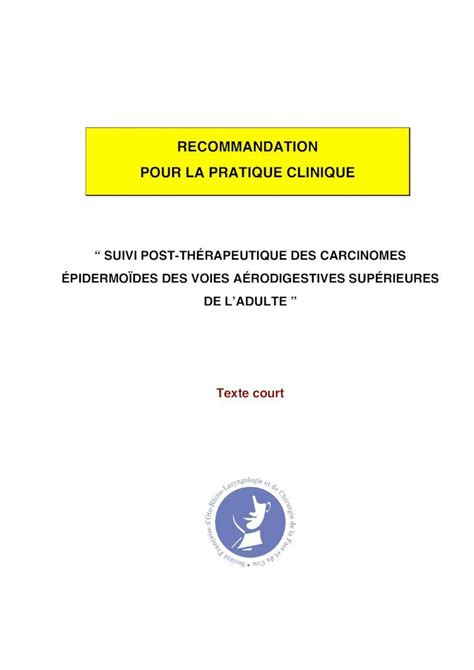 PDF Suivi post thérapeutique des carcinomes épidermoïdes des voies