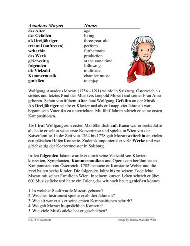 Wolfgang Amadeus Mozart Biografie Biography Teaching Resources