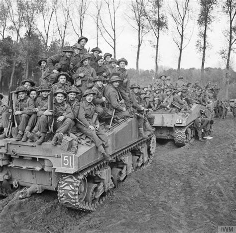 Infantry Of 51st Highland Division Are Carried Into Battle Aboard Sherman Tanks Near Udenhout