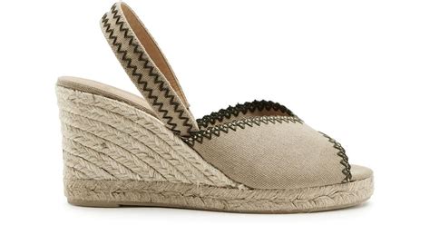 Castañer Billie 80 Canvas Wedge Slingback Espadrilles In Metallic Lyst Uk