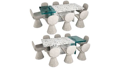 Terrazzo And Epoxy Resin Table With Bonaldo Youpi Chair D Model Cgtrader