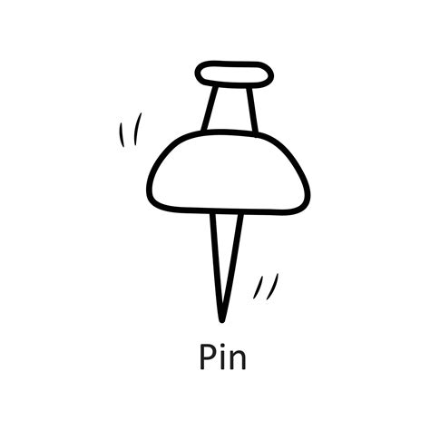 Pin Vector Outline Icon Design Illustration Stationery Symbol On White