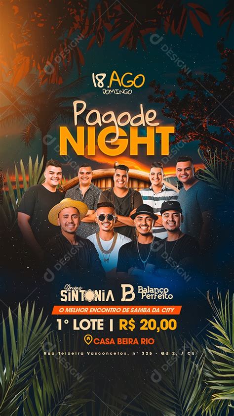 Flyer Story Pagode Night Grupo Sintomia Balan O Perfeito Social Media