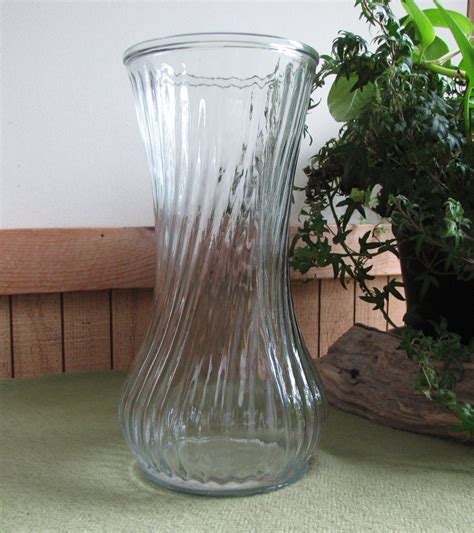 Hoosier Glass Vase Swirled Clear Florist Ware 4081 4091 Mold