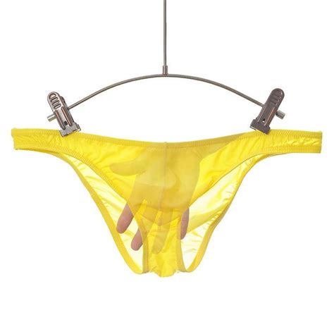 Slip Transparent pour hommes taille basse soie glacée string Ultra