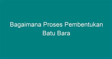 Bagaimana Proses Pembentukan Batu Bara - Geograf