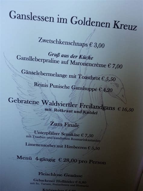 Speisekarte Von Goldenes Kreuz Restaurant Wolkersdorf Im Weinviertel