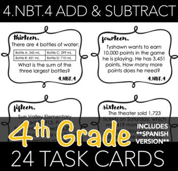 Nbt Task Cards Add Subtract Up To W Spanish Version