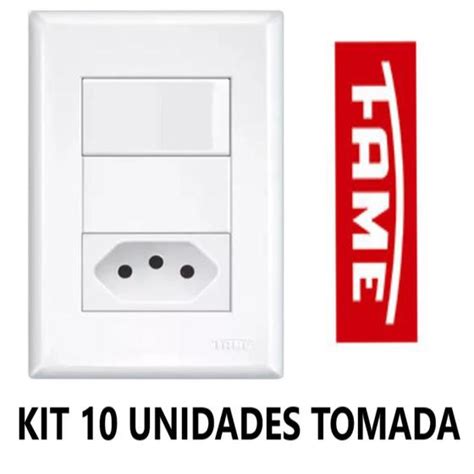 Kit Uni Conjunto Interruptor Simples E Tomada Pad P T A Fame