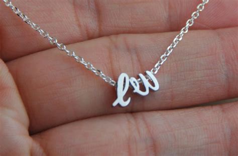 Cursive Initials Necklace Two Initial Necklace Personalized Etsy