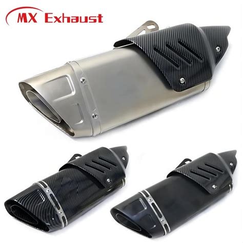 10 Discount Universal Motorcycle Exhaust Muffler With Heat Shield Racing Silencer Escape Bike