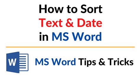 How To Sort Text And Date In MS Word YouTube