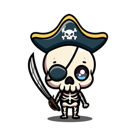 Premium Vector | Vector cute pirate skull