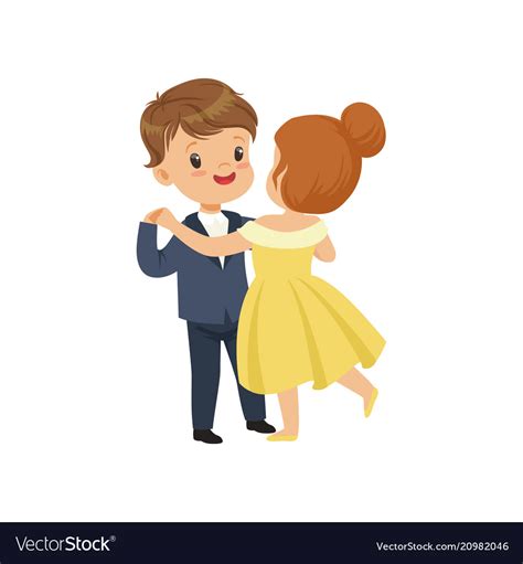 Cute Little Boy And Girl Dancing Waltz In Elegant Vector Image