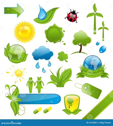 Sistema De Iconos Verdes De La Ecología Ilustración del Vector