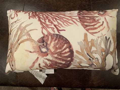 Pottery Barn Sea Life Indooroutdoor Lumbar Pillow 16x26” Coral Shell