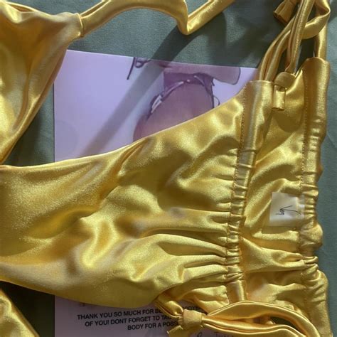 Gold Silk Bikini Set Only Worn To Try On Realize I Depop