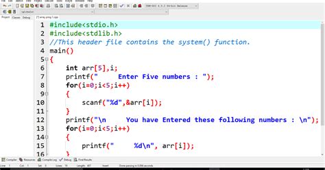 Scan And Print 5 Numbers Using Array In C Language