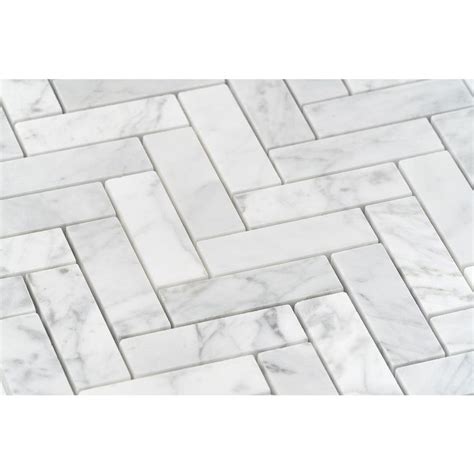 A White Marble Tile Floor With Herrings