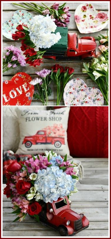 Valentines Day Red Truck Arrangement Home Is Where The Boat Is